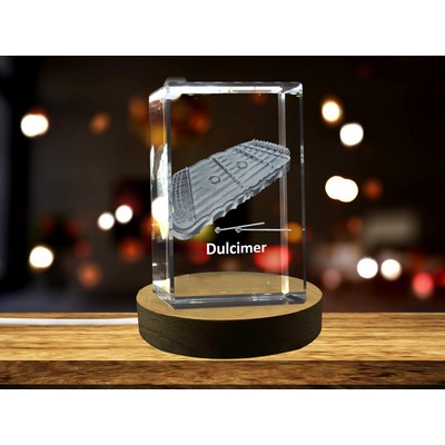 Dulcimer 3D Engraved Crystal Award Trophy