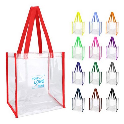 Clear Plastic Tote Bag w/Colored Handles