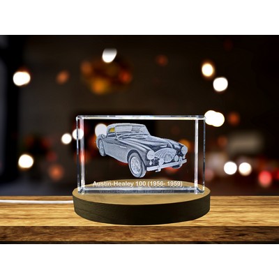 Austin-Healey 100 (1956-1959) 3D Engraved Crystal Trophy Award - Classic Car Tribute