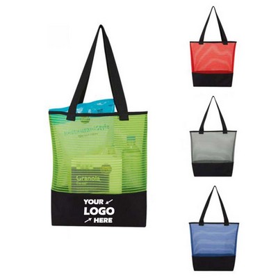 Sheer Mesh Pinstripe Tote Bag