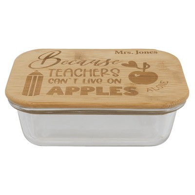 12 Oz. Rectangle Glass Container w/Bamboo Lid