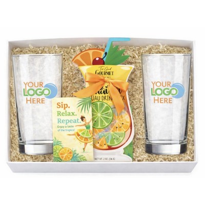 Tropical Cocktail Gift Box with Two Logo Glasses