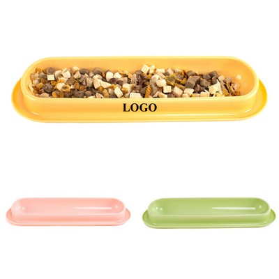 Long Tilted Cat Food Bowl