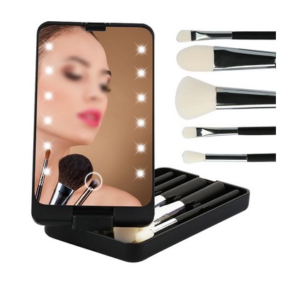 Mirror w/Makeup Brush Set
