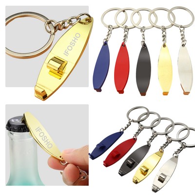 Surfboard Shaped Metal Bottle Opener with Keychain