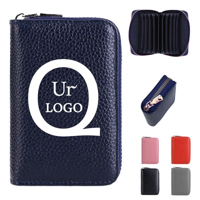11-Slot Business Card Holder w/ Zipper Closure