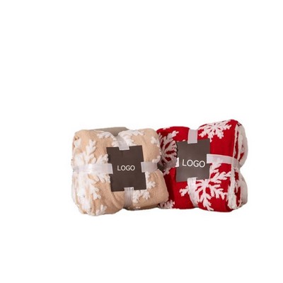 Snowflake Pattern Sherpa Fleece Throw Blanket