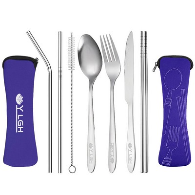 7 Pieces Cutlery Set with Zipper Pouch