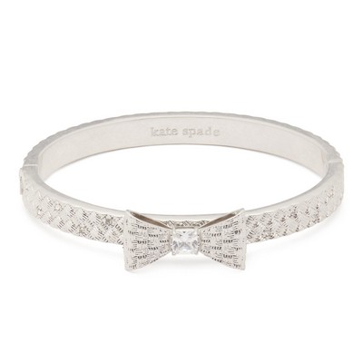kate spade new york Wrapped In A Bow Hinged Bangle - Clear/Silver