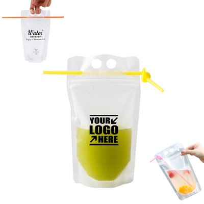 500Ml Portable Drinking Pouch w/Straw