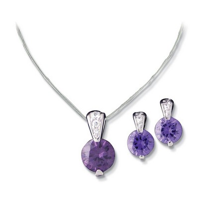 Amethyst Necklace and Earring Set W/ Color Medallion