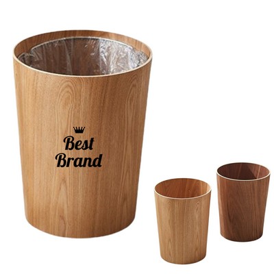 Uncovered Solid Wood Trash Can