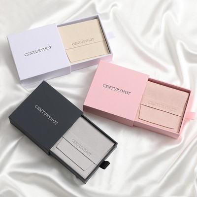 3.5" Jewelry Gift Box Boutique Packaging Box with Microfiber Jewelry Pouch Drawer Box