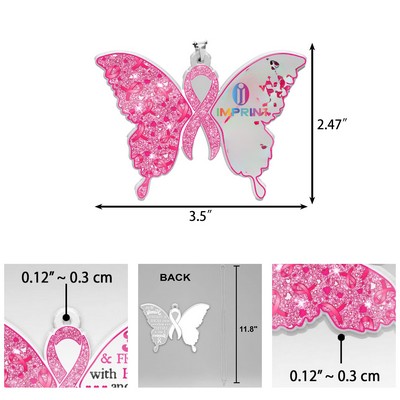 Pink Butterfly Ribbon Car Hanging Ornament