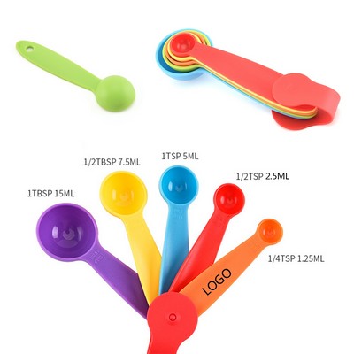 Assorted Color 5-in-1 Measuring Spoon Set with Volume Markings