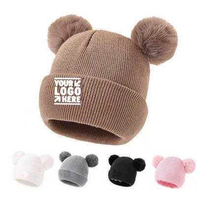 Autumn and Winter Baby Knit Hat Warm Double Layer