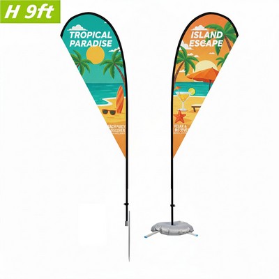 9' Teardrop Flag Kit-Double Sided With Optional Base