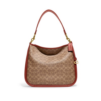 COACH® Coated Canvas Signature Cary Shoulder Bag - Tan Rust/Brass