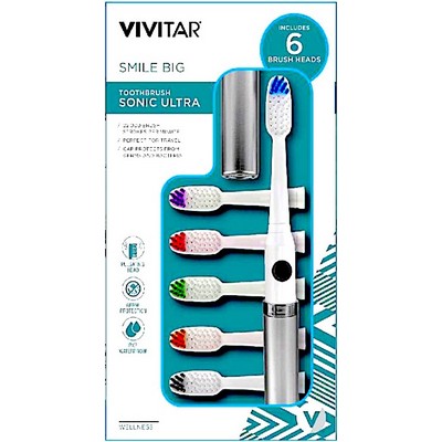 Health Beauty & Fitness Vivitar Sonic Travel Toothbrush w/6 Brush Heads