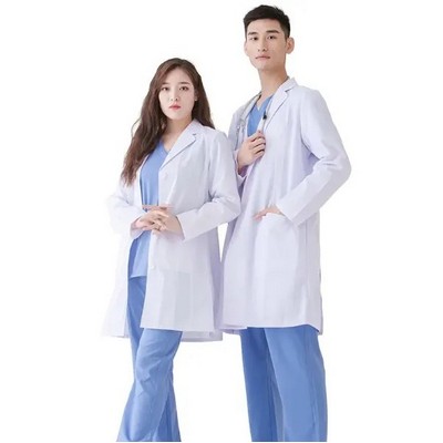 Unisex White Spandex Blend Lab Coat