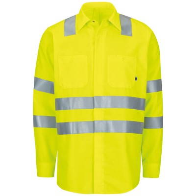 Red Kap® Long Sleeve Hi-Visibility Ripstop Work Shirt with MIMIX® + OilBlok, Type R Class 3