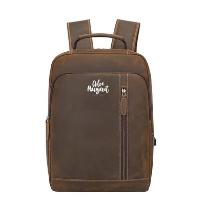 15" Genuine Leather Laptop Backpack