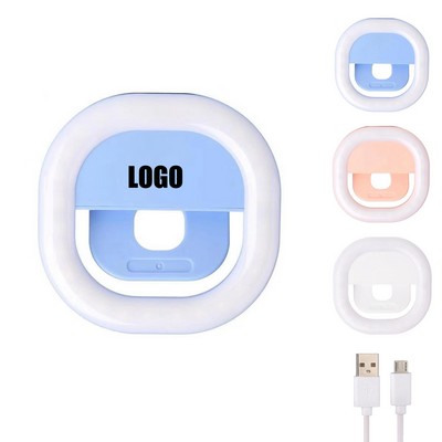 Square External Rechargeable Portable Clip-on Selfie Ring Fill Light