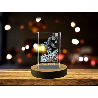 The Fool Tarot Symbol 3D Engraved Crystal Trophy Award w/LED Base Light