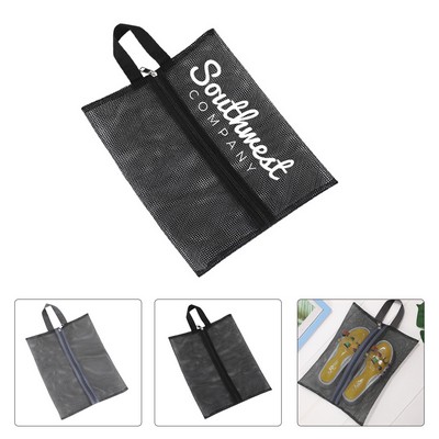 Beach Mesh Zippered Slipper Storage Bag