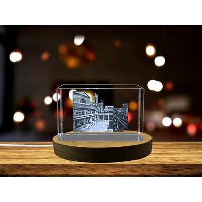 Roman Baths Recognition Trophy Award - Exquisite 3D Engraved Crystal Decor w/LED Base