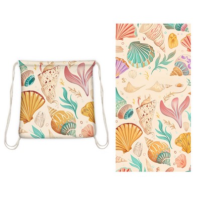 2" 1 Drawstring Beach Towel Backpack 28 x 55"