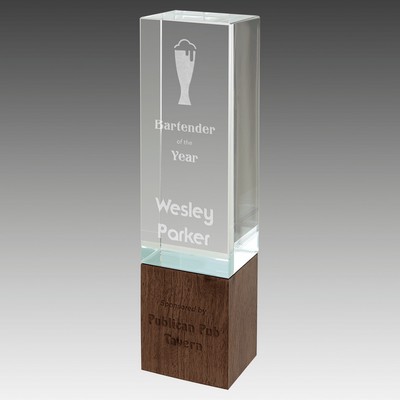 Rectangle Sierra Glass with Walnut Base