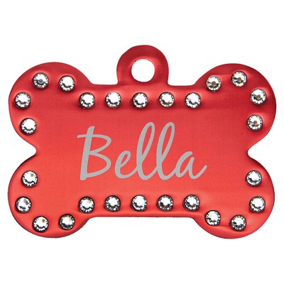 Anodized Aluminum Swarovski Bling Bone Pet Tag