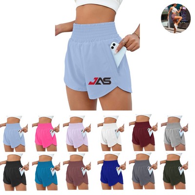 Women Moisture-Wicking & Stretch Fabric Athletic Shorts for Yoga and Running