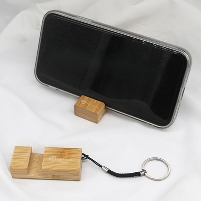 Natural Bamboo Block Phone Stand Key chain