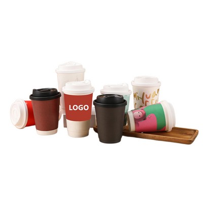 Double Wall Insulated Paper Coffe Cup With Lid