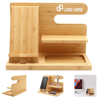 Bamboo Wood Phone Stands Desk Organizers
