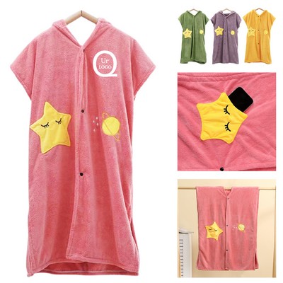 Coral Fleece Cloak Wearable Bath Towel