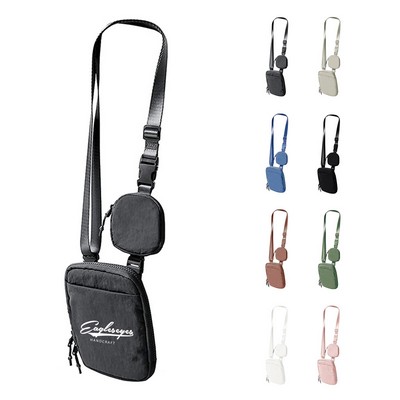 Nylon Crossbody Pouch with Detachable Mini Bag