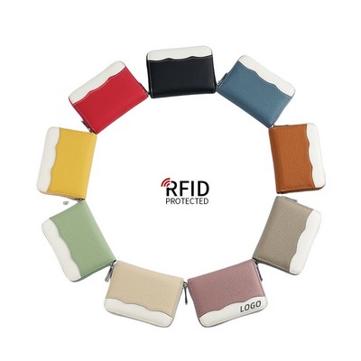 Genuine Leather Zippered Coin Purse and Card Holder