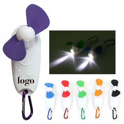 3-In-1 Pocket Handheld Fan w/ LED Light & Carabiner