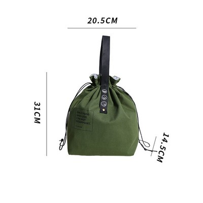 Lunch Bag for Kids, Canvas Drawstring Large Insulated Lunch Box Cooler Tote Bags