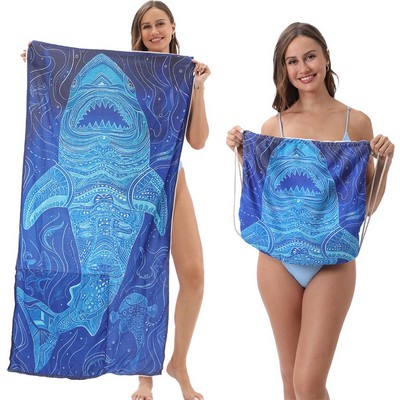 30" x 55" Sublimated Microfiber Beach Towel / Carrying Strap