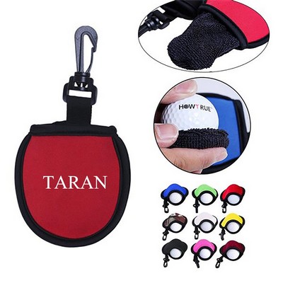 Custom Portable Golf Ball Cleaner Pouch With Hanging Clip