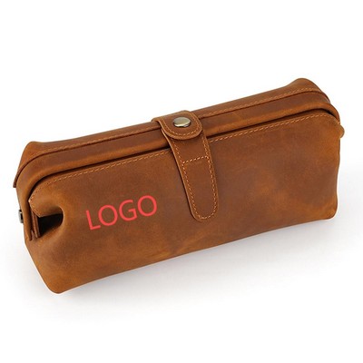Personalized leather toiletry bag for men