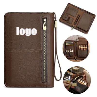 Multi - compartment Leather Cigar Organizer Wallet
