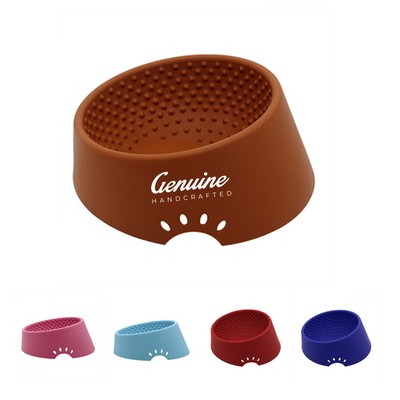 Angled Silicone Slow Feeding Pet Bowl