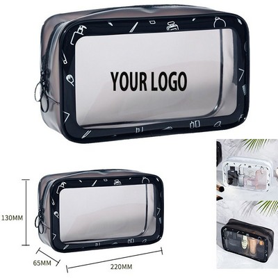 Clear Printed Makeup Bags Double Zippers