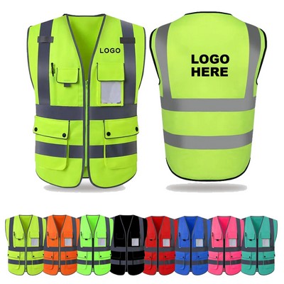High Visibility Multi-Pocket Reflective Safety Vest