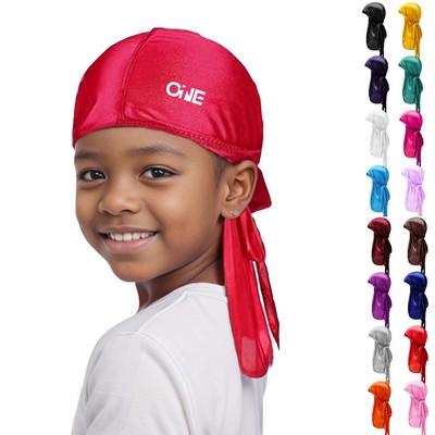 Kids Silk Satin Durag Long Tail Wave Cap